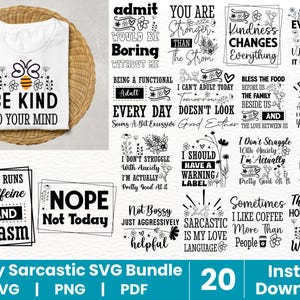 Sarcastic Quotes SVG Bundle: 20 Funny Designs for Cricut & Silhouette