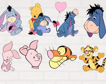 Winnie the Pooh Clipart Bundle 15+ Designs: SVG Files for Cricut Silhouette, Pooh Bear & Friends PNG