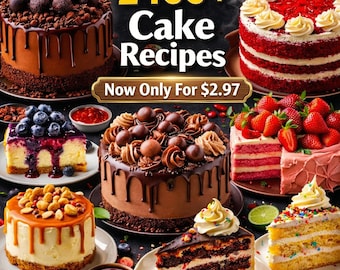 2400+ Cake Recipes Digital Cookbook Bundle | Easy Professional Baking Guide | Moist Cake Secret Recipes | Beginner to Pro Baker SVG PDF