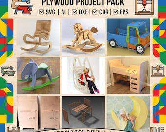 CNC Laser Cut Plywood Furniture Plans – Montessori Rocker, Bed, Desk, Truck (Digital Files)