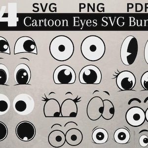Cartoon Augen SVG Bundle | Emotionen & Ausdrücke Auge Clipart | Kawaii Gesicht Augen PNG | Niedliche Anime Augen SVG für Cricut Crafts