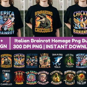 Italian Brainrot Meme PNG Bundle: 24 Funny Clipart Designs (Digital Download)