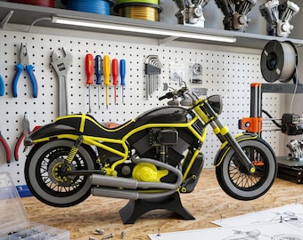 3D Motorcycle Cruiser Model - Custom Speedmaster Chopper - High Poly Digital Asset - .OBJ .STL .FBX .C4D Detailed Touring Bike for Rendering
