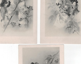 UNUSED Lot of 3 Pre 1905 Young Man Courting Pretty Girl