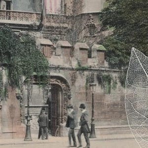 Carte postale ancienne française 1908 PARIS Le Musée de Cluny, architecture ancienne et piétons