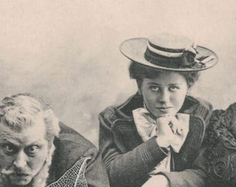 Carte postale comique française d'avant 1905 inutilisée La famille Durand au théâtre Bergeret Edition