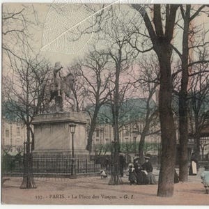 Cartão postal de Paris, cena de rua antiga, sem uso, pré-1910, mães e crianças brincando no parque