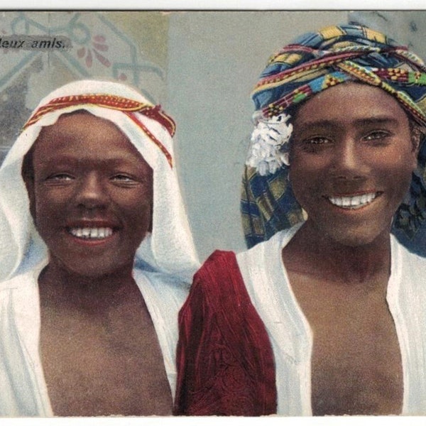 Unused Lehnert & Landrock The Two Friends Antique Tunisia Postcard