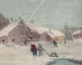 Pre 1910 VIENNE 5426 Antique Snowy Village New Year Postcard