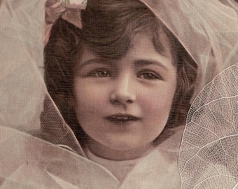 1909 Little Girl Draped in Veil