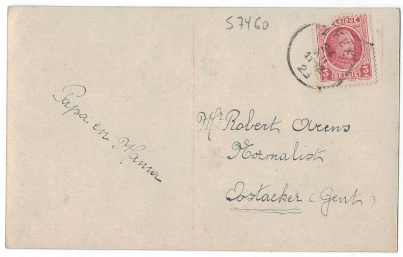 Mailed 1923 Sweet Edwardian Child with Evergreens and Snowflakes Antique French Postcard