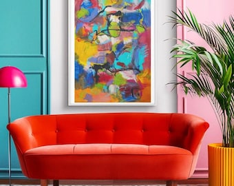 Sunset Conversations - Colorful Abstract Giclée Art Print: Modern Wall Decor