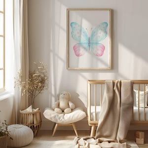 Watercolor Butterfly Print: Whimsical Girl Nursery Wall Art (Digital Download)