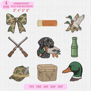 Zestaw haftów myśliwskich, haft z psem myśliwskim i kaczką, dzika krzyżówka, miłośnicy zwierząt, haft myśliwski, haft plenerowy