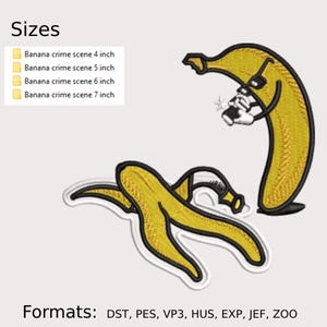 Banana Crime Scene Embroidery Design | Funny Machine Embroidery File