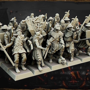 Medieval kingdom infantry unit | Highlands Miniatures | 28mm 32mm 54mm 75mm | Fantasy battles DND RPG Medieval infantry warriors