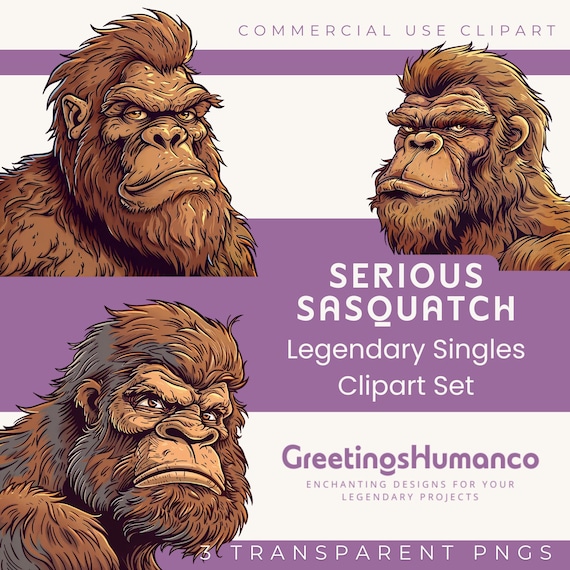 3 Serious Sasquatch PNG Bundle | Cryptid Clipart  | Commercial Use | 3 Transparent PNGs | Legendary Singles