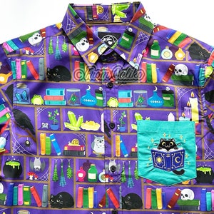 Witchy Vibes Bookcase Button Up Shirt