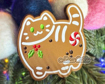 Gingerbread Cookie Cat with peppermint butthole Soft Enamel Pin