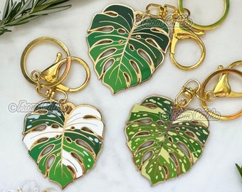 Monstera Leaf Keychain - Variegated Albo Thai Constellation