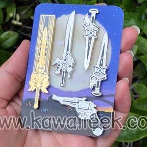 Final Fantasy XV FFXV Weapons Enamel Pins Noctis Ignis Prompto Gladiolus Sword Daggers Gun image 1