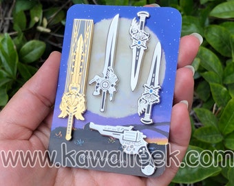 Final Fantasy XV FFXV Weapons Enamel Pins - Noctis Ignis Prompto Gladiolus Sword Daggers Gun