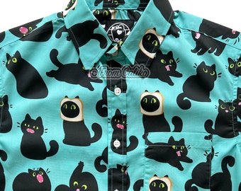Chemise boutonnée chat noir Void Cat