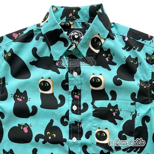Camisa abotonada con el diseño del gato negro Void Cat
