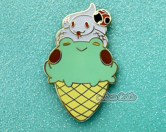 Ice Cream Frog Hard Enamel Pin - Frog Pin