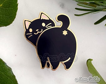 Black Cat Butt Hard Enamel Pin
