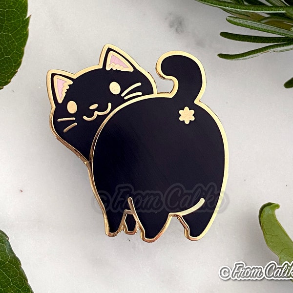 Black Cat Butt Hard Enamel Pin