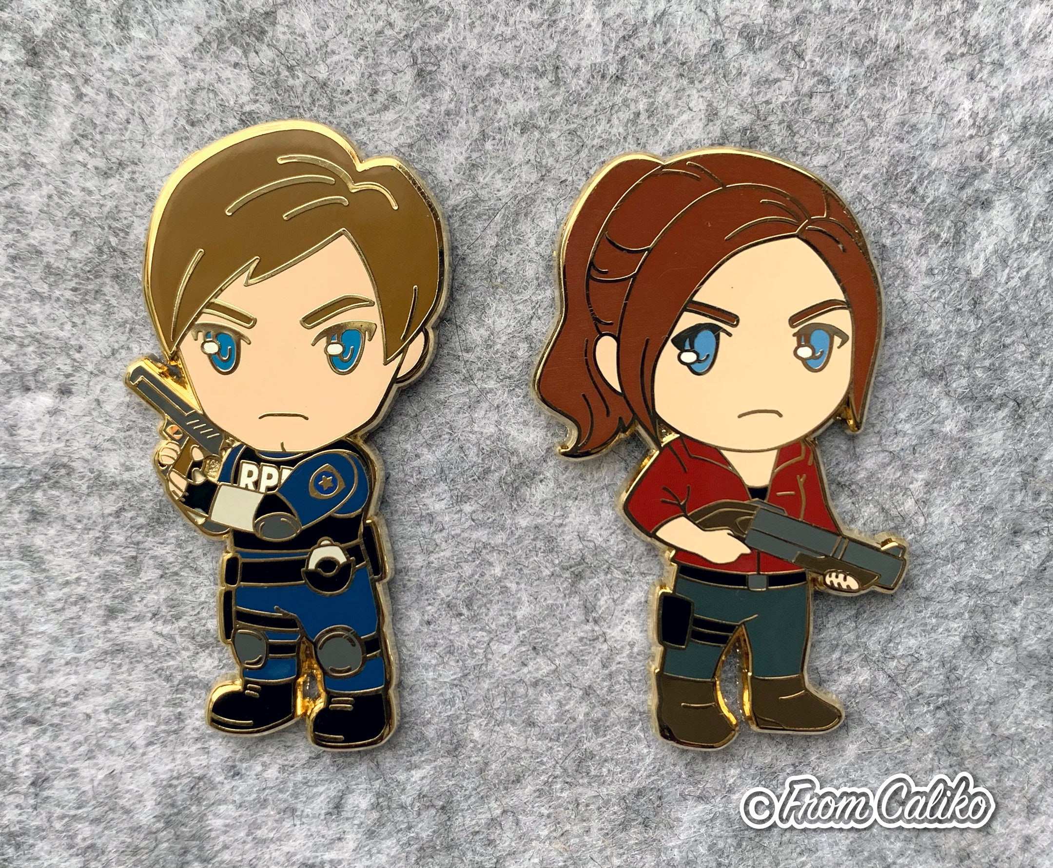 Leon Kennedy and Claire Redfield Enamel Pins Resident Evil 2 Remake 2…