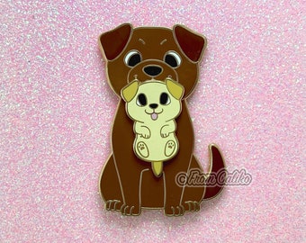 Mama Labrador Retriever - Chocolate Lab Hard Enamel Pin Momma Dog Mom