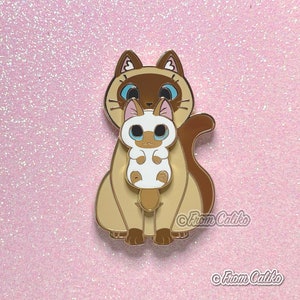 子猫とママシャム猫のハードエナメルピン