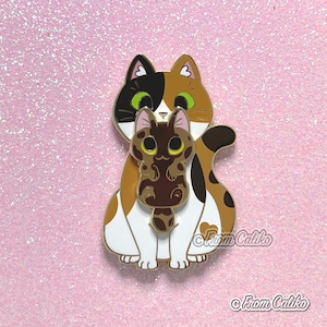 Mama Calico Cat Pin - Calico Cat Hard Enamel Pin Momma Cat Mom