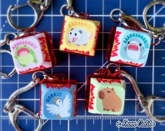 Animal Fidget Keycap Light-up Keychain Frog Possum Shark Goose Capybara