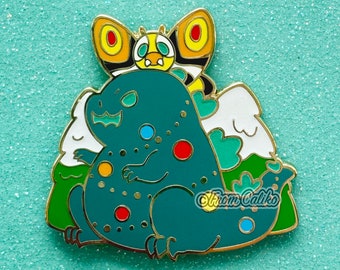 Christmas Tree Kaiju Enamel Pin with Mothra Glow in the Dark