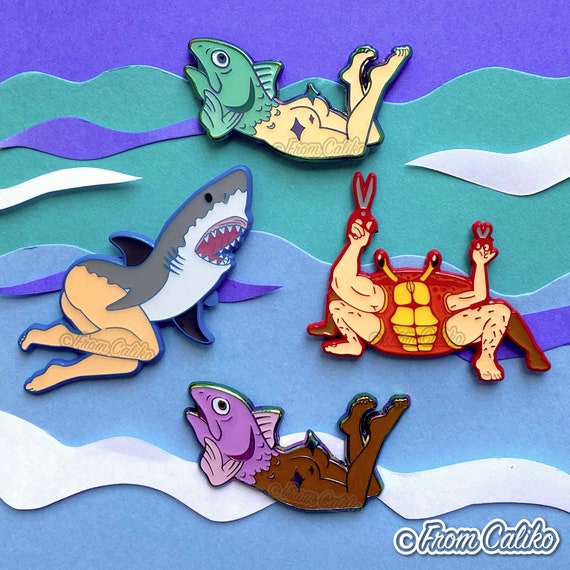 Merperson Reverse Mermaid Merman Mershark Mercrab Rainbow Enamel