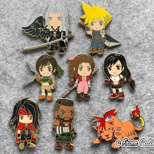 Final Fantasy VII 7 FF7 FFVII Enamel Pins full set - Cloud Sephiroth Tifa Aerith Yuffie Vincent Barret Red XII