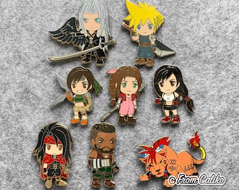 Final Fantasy VII 7 FF7 FFVII Enamel Pins full set - Cloud Sephiroth Tifa Aerith Yuffie Vincent Barret Red XII