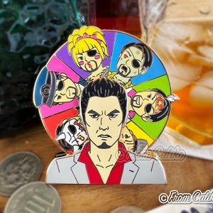 Yakuza Pin - Kiryu and Majima Everywhere Enamel Pin Spinner *UPDATED DESIGN*