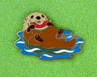 Watermelon Otter Hard Enamel Pin - Chonky Otter