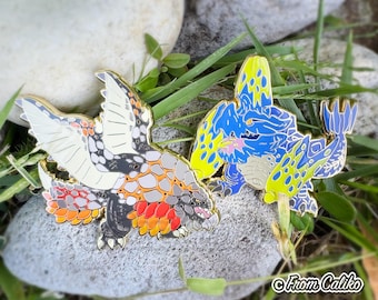 Glow-in-the-Dark Monster MonHun Enamel Pins – Bazelgeuse and Brachydios