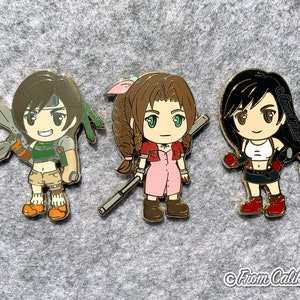 Final Fantasy VII 7 FF7 FFVII Enamel Pins - Yuffie Aerith Tifa