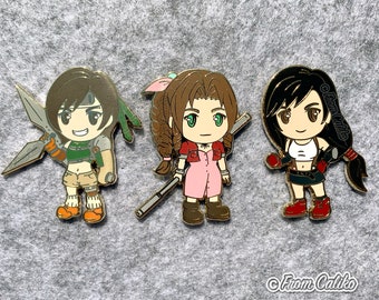 Final Fantasy VII 7 FF7 FFVII Enamel Pins - Yuffie Aerith Tifa