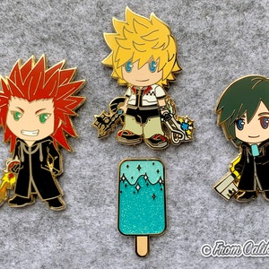 Kingdom Hearts Roxas Axel Xion Sea Salt Ice Cream Trio Enamel Pin KH KH3