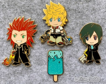 Kingdom Hearts Roxas Axel Xion Meersalz Eiscreme Trio Emaille Pin KH KH3