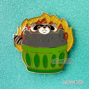 Trash Fire Panda Raccoon Hard Enamel Pin - Raccoon Pin