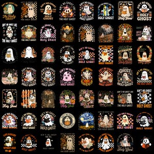 Puede incluir: Una colección de sesenta y seis diseños gráficos individuales que presentan fantasmas de dibujos animados, muchos sosteniendo libros o calabazas, con el texto recurrente Ain't No Ghost Like The Holy Ghost. Los diseños incorporan patrones florales, fondos a cuadros y temas otoñales.