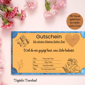 Cupón para el Día de la Madre y el Hijo – Regalo para Mamá – Plantilla de Canva y PDF – Regala tiempo juntos – Personalizable e imprimible al instante